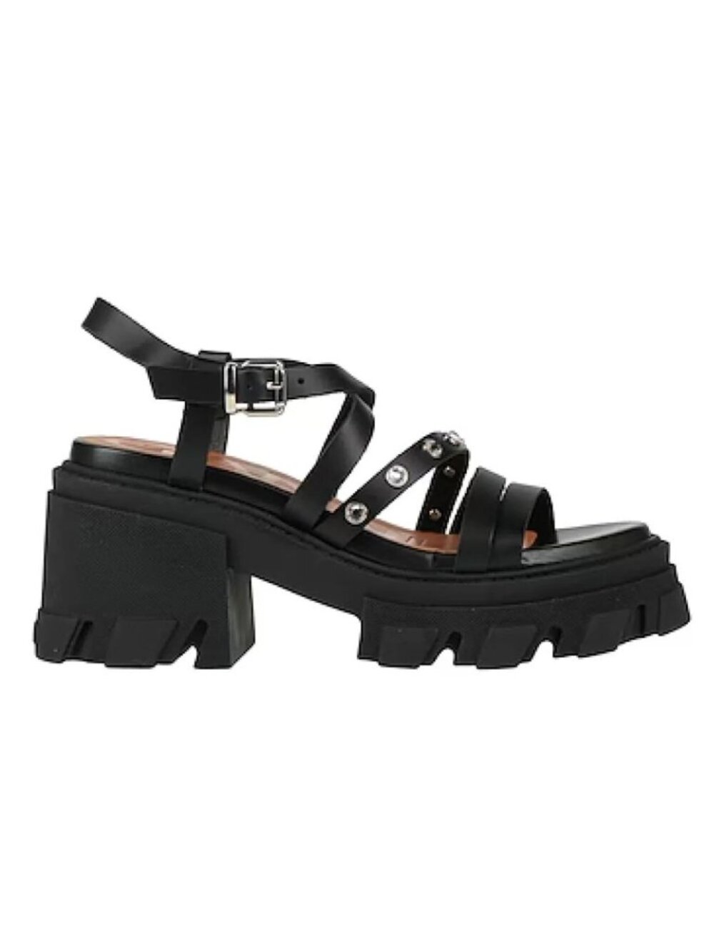 GANNI leather embellished chunky heel sandals black size 36 6